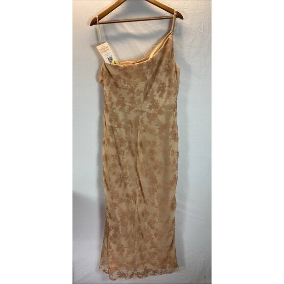 Revelry Jade Floral Burnout‎ Dress Gown One Shoulder Champagne Size 16 NWT - Picture 4 of 15
